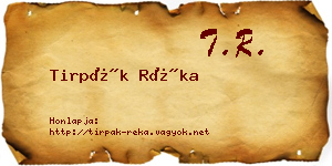 Tirpák Réka névjegykártya